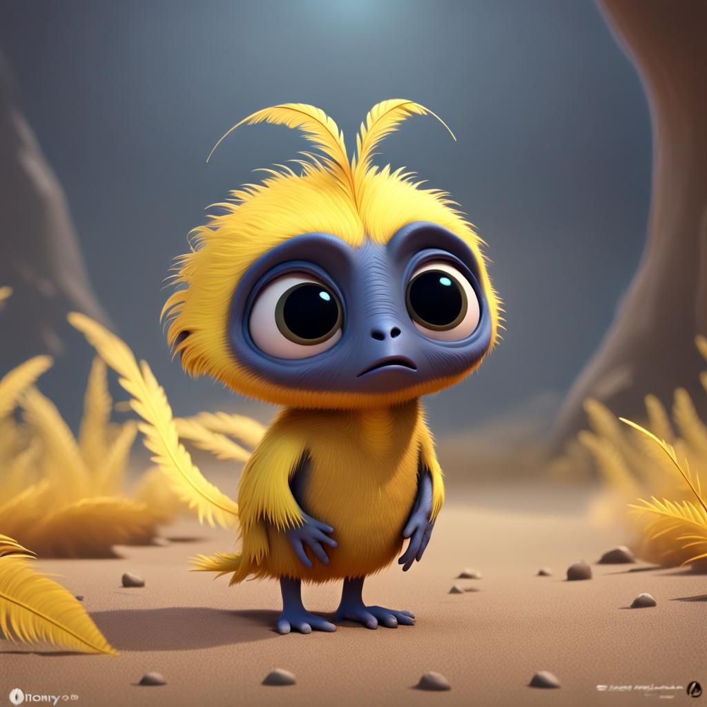 Sad Alien Creature in Pixar Style 3D Rendering