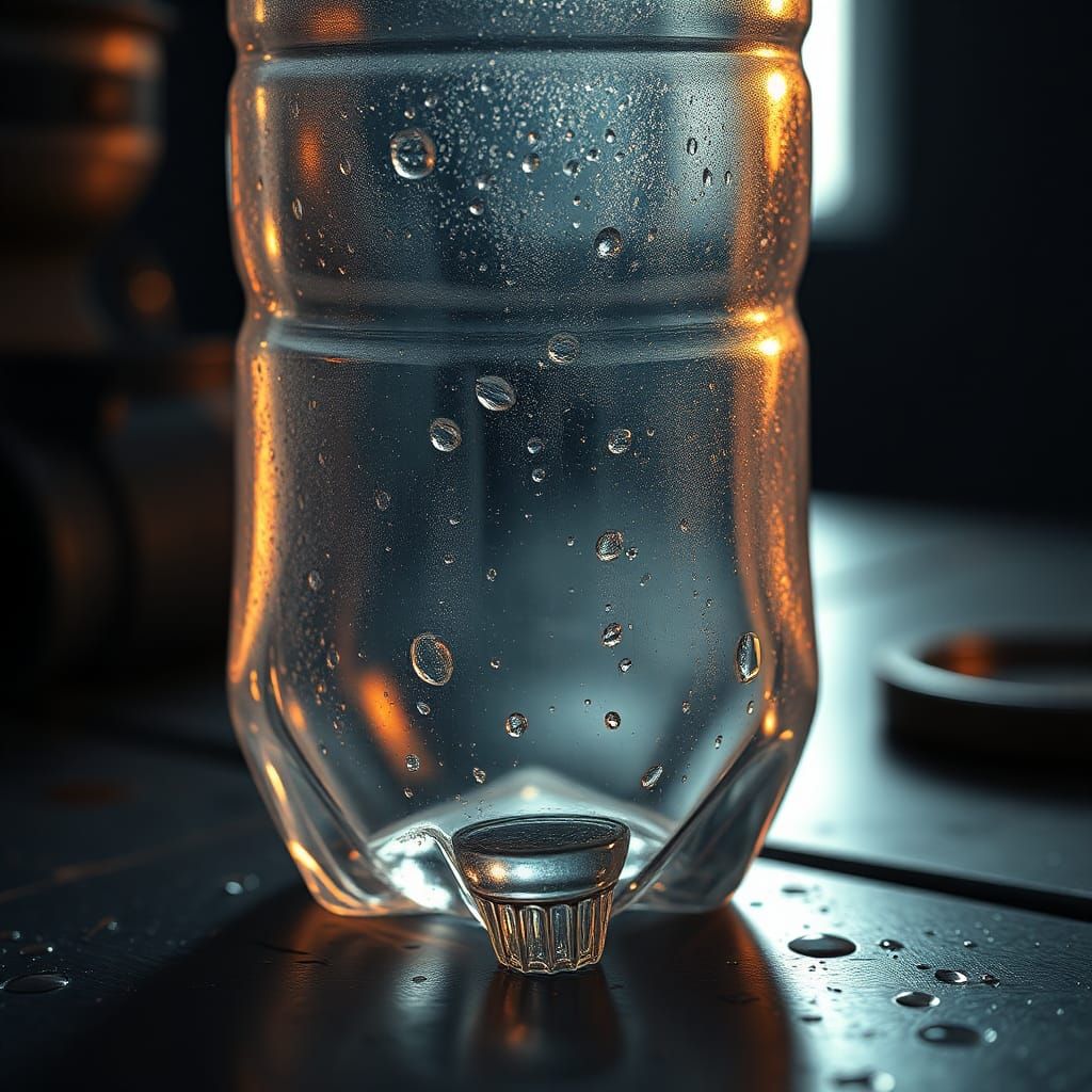 Crying Water Bottle: Photorealistic 3D Render