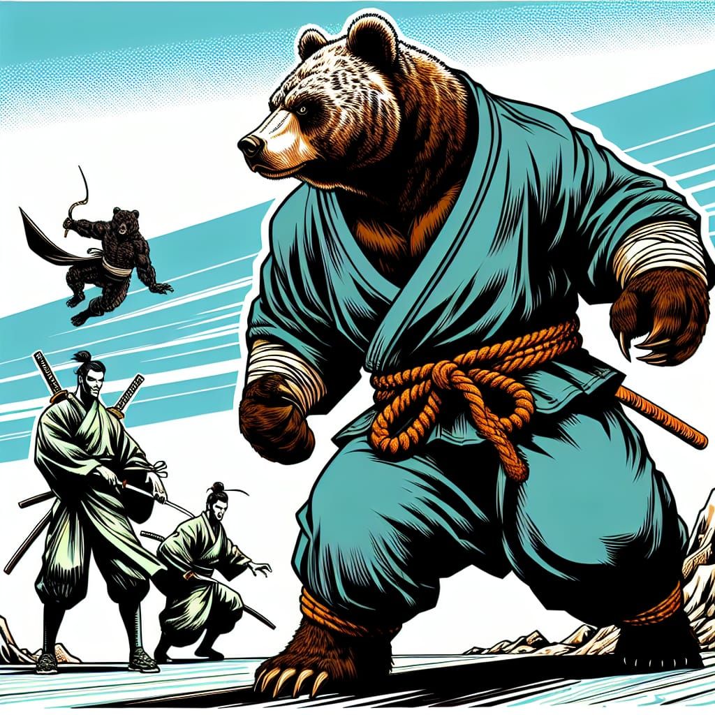 Ninja Bear Comic Book Art