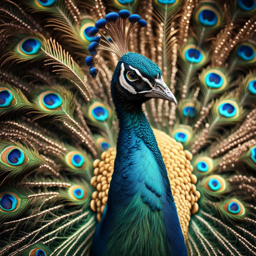 Majestic Peacock Display in Detailed Matte Painting