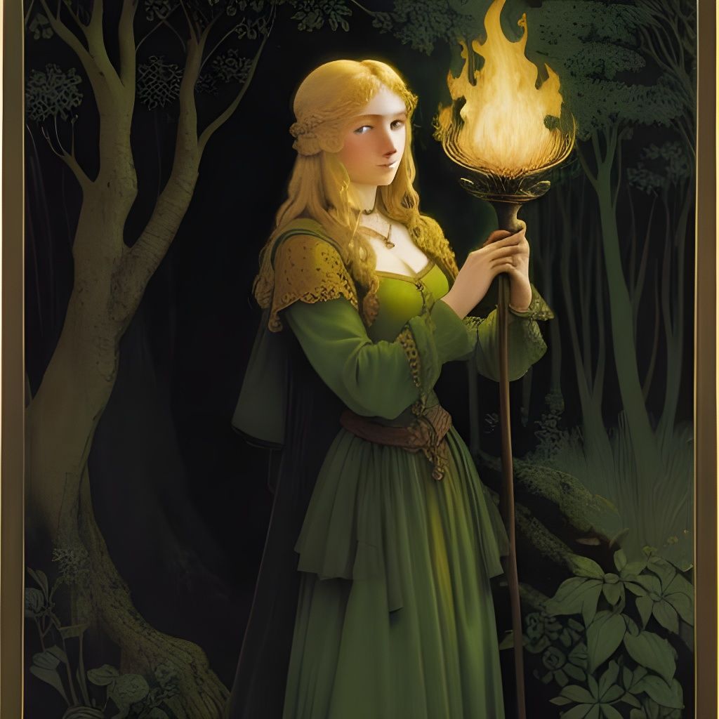 Medieval Peasant Girl in Enchanted Forest