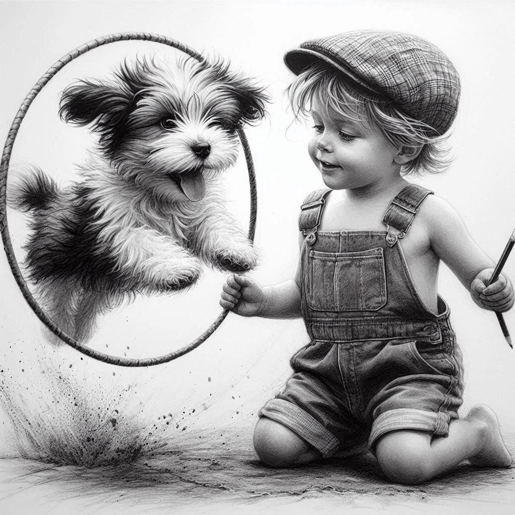 Classic Charcoal Drawing in Black and White