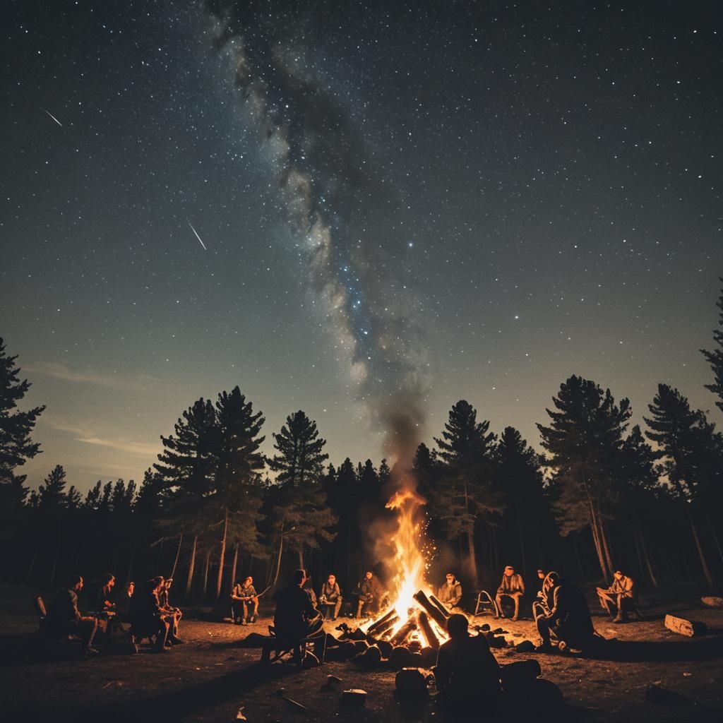 Cinematic Campfire Under a Starry Sky