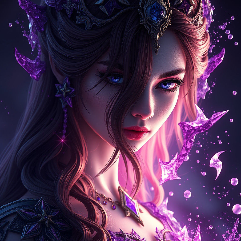 Amethyst Queen Portrait in Detailed Matte Painting