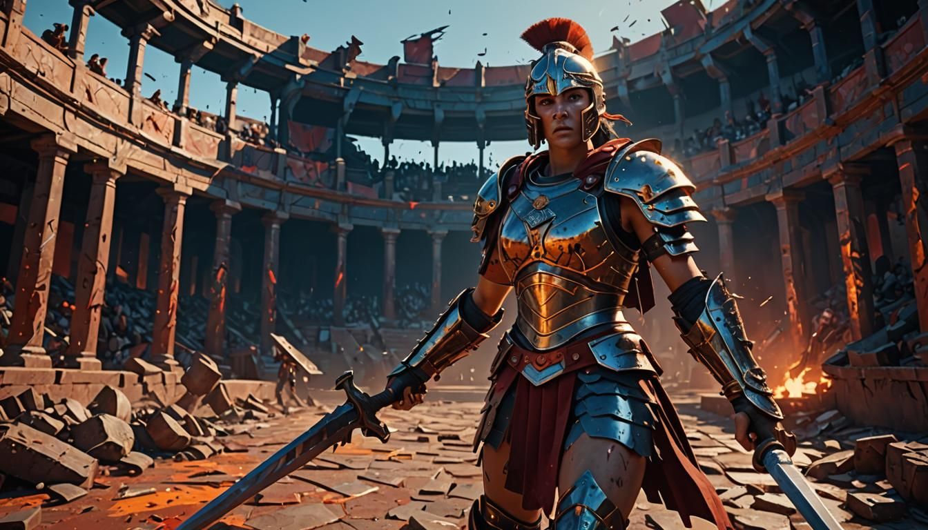 Victorious Gladiator in Revolution Arena: Dark Fauvist Digit...