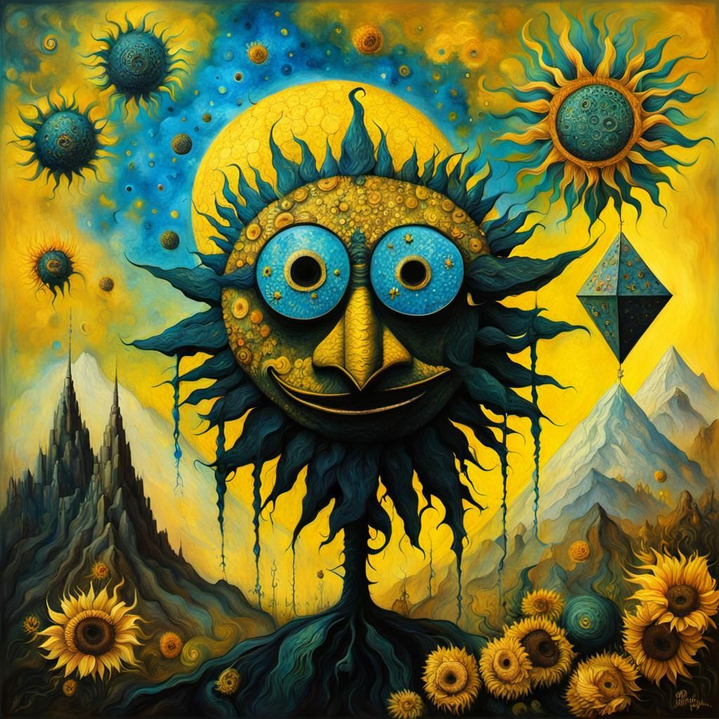 Surreal Sunflowers in Nepal: A Futuristic Vision