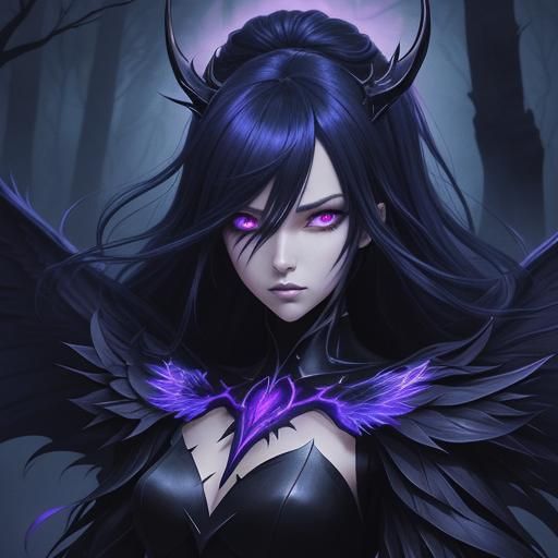 Eerie Dark Fairy in Anime Style Woods