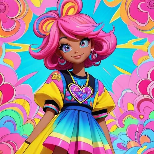 Whimsical Chibi Girl in a Pastel Paradise