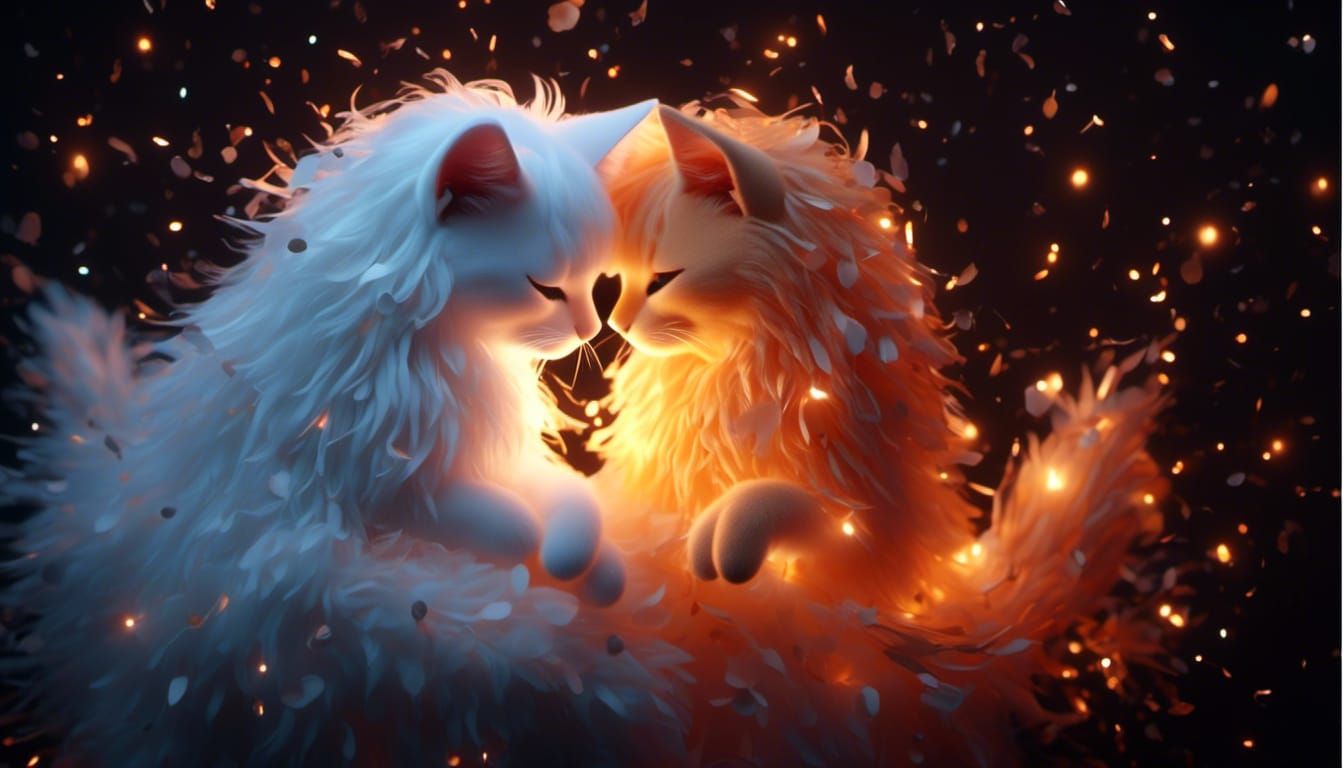 Anime Cat Duo in High Resolution