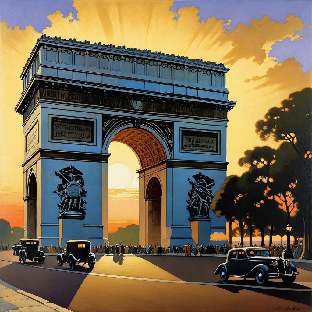 L'Arc de Triomphe in Wyeth-Inspired Vintage Style