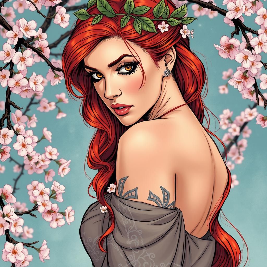 Persephone, Goddess of Spring in Graphic Novel Style