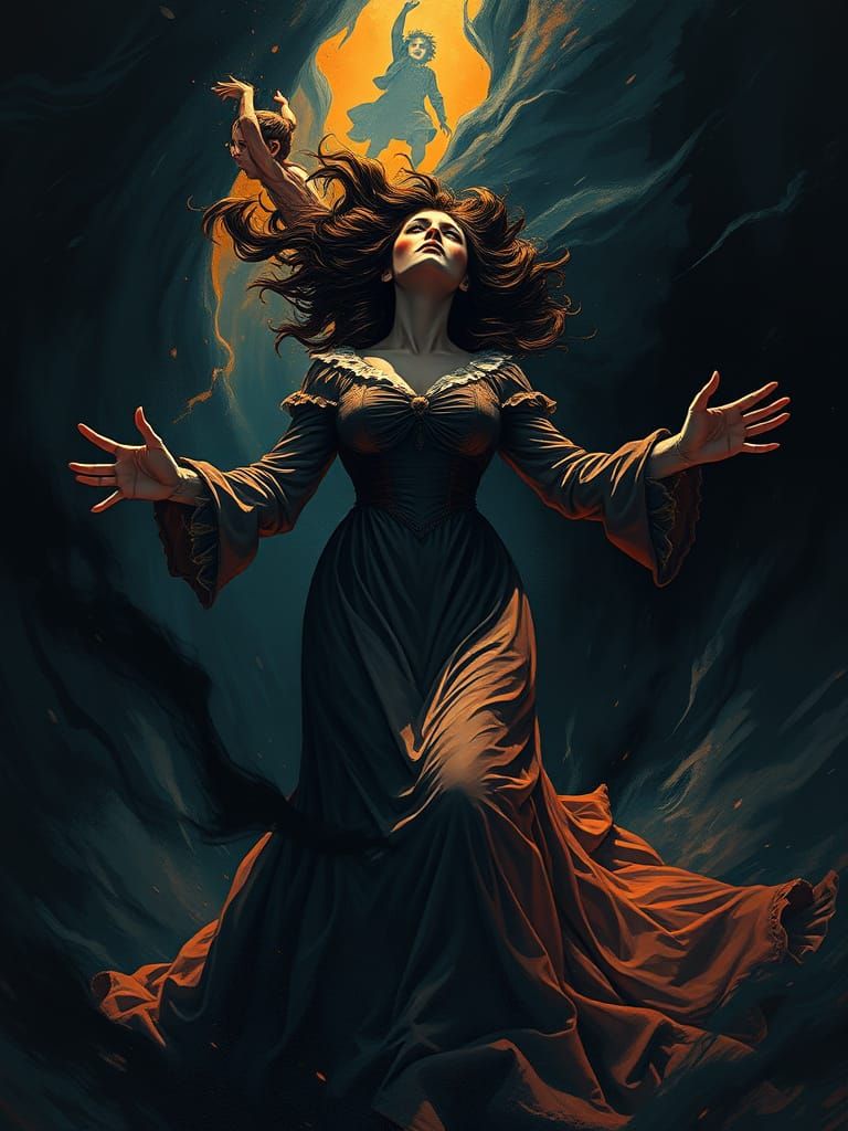 Ethereal Ascension in Dark, Mystical Landscapes