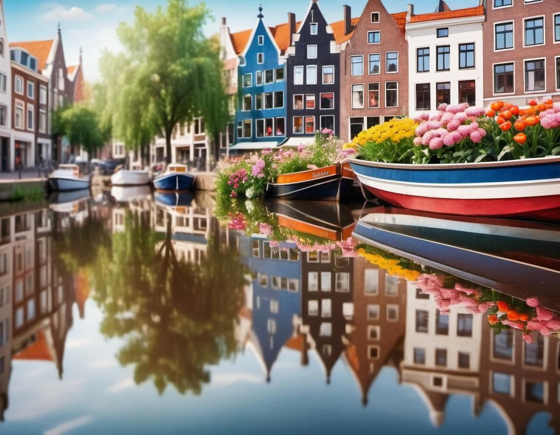 Dutch City Reflection in Hyperrealistic Style