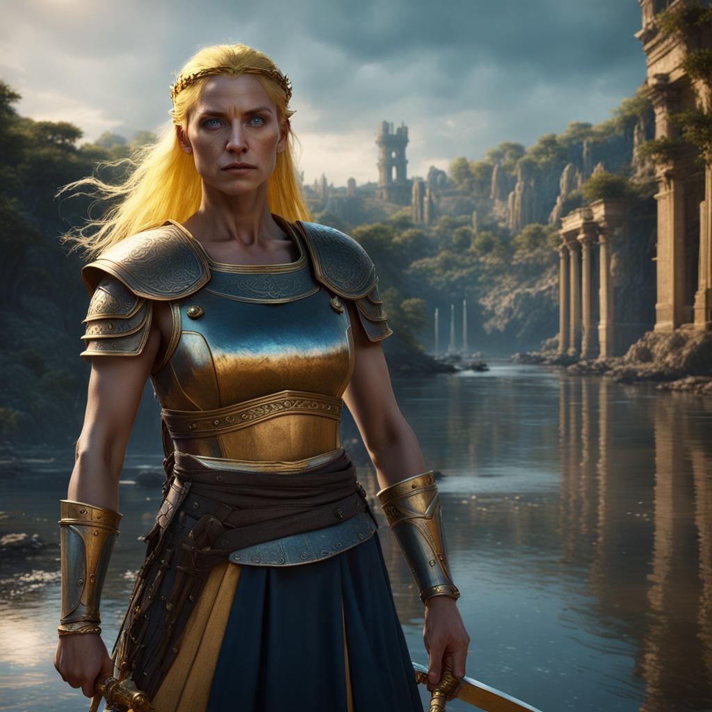 Ancient Roman Female Warrior with Sword