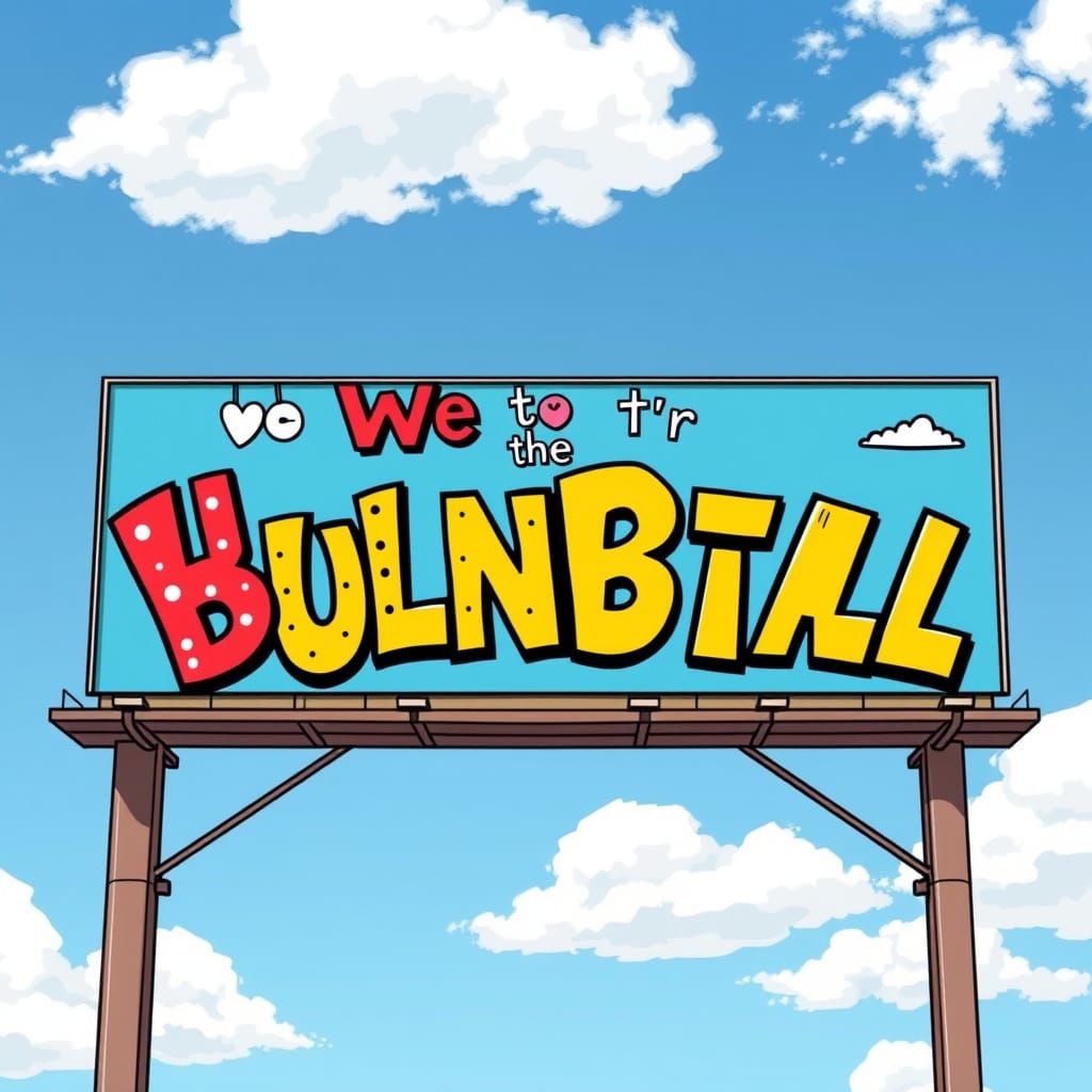 Vibrant Cartoon Billboard in Whimsical Comic Style