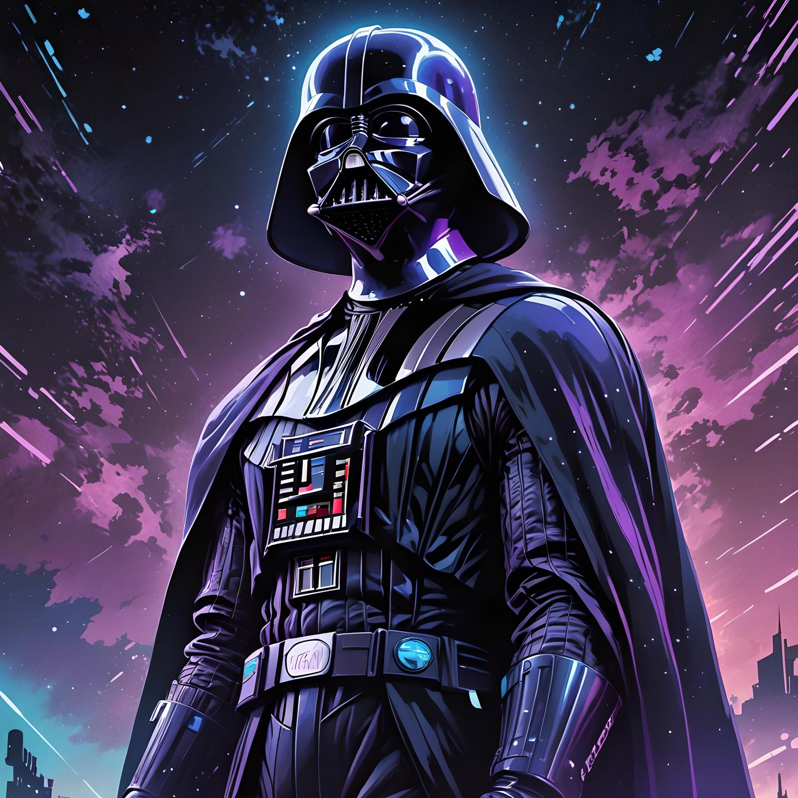 Darth Vader Stargazing in Anime Style