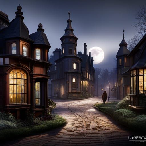 Victorian Homes on Brick Street: Fantasy Concept Art