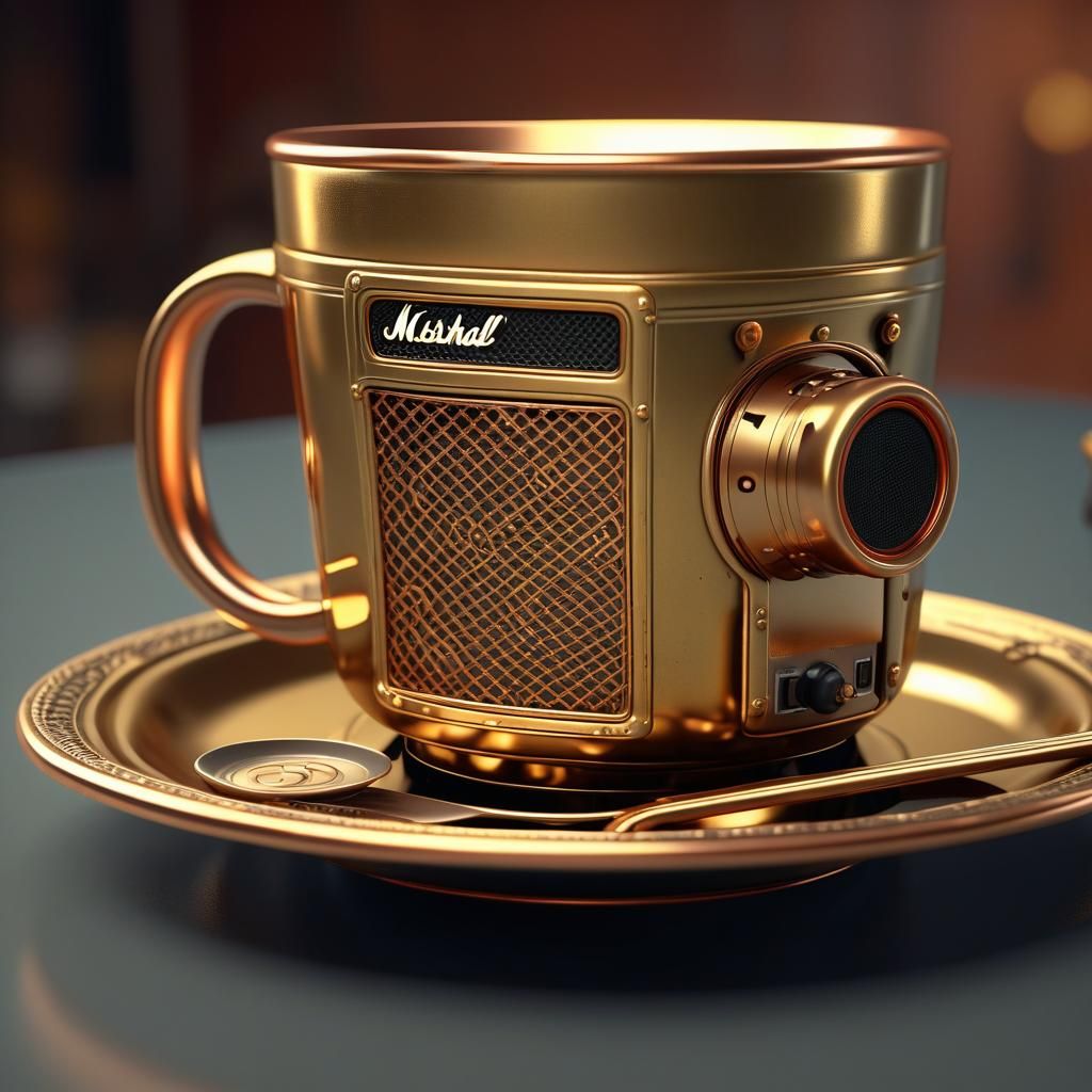 Marshall Amplifier Teacup in Steampunk Style