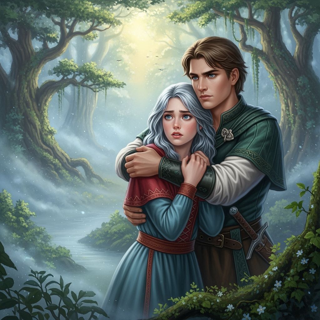 Fantasy Embrace in a Thomas Kinkade Landscape