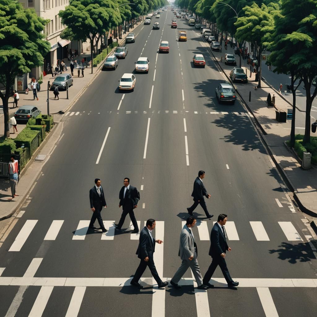 Men Crossing Street: Matte Painting Concept Art