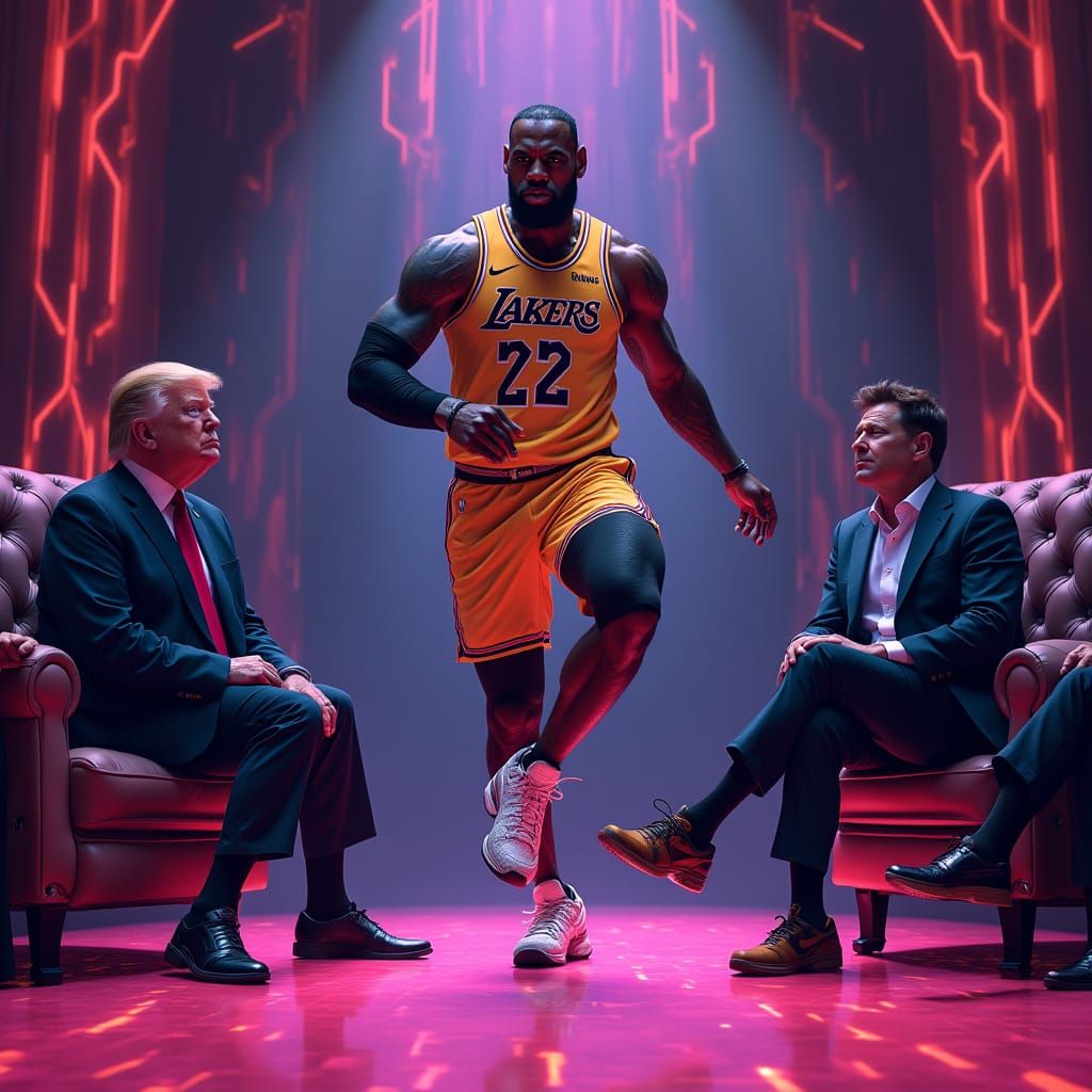 Lebron James Dances in a Neon-Lit Futuristic Scene