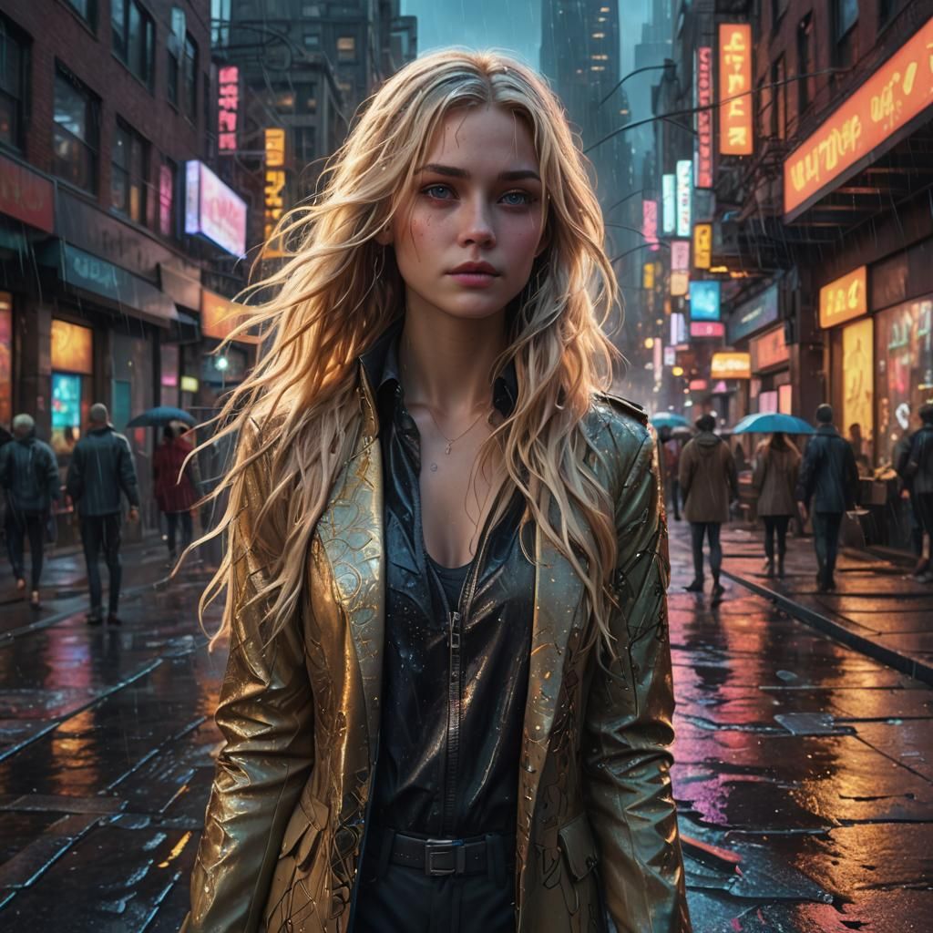 Blonde Model in Fantastical New York Concept Art