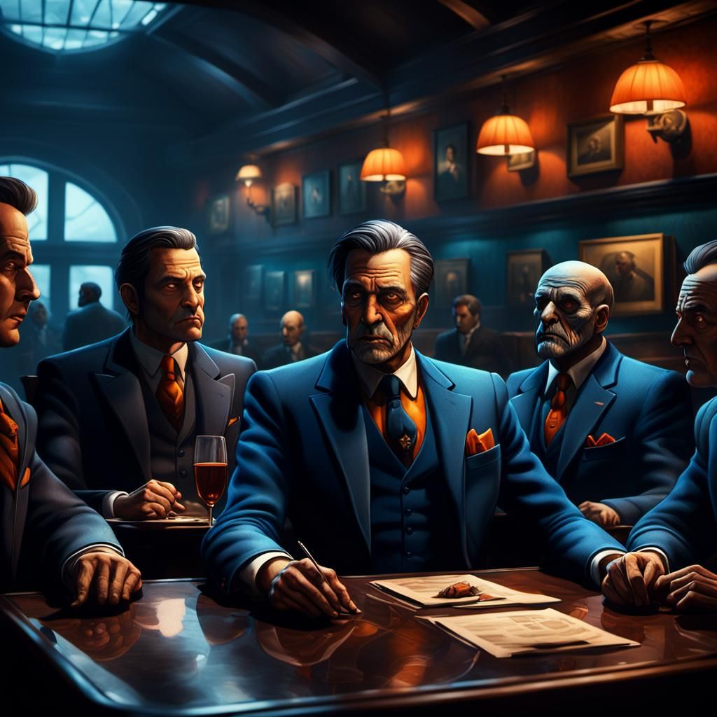 Roach Mob Boss Meeting: Noir-Inspired Matte Painting