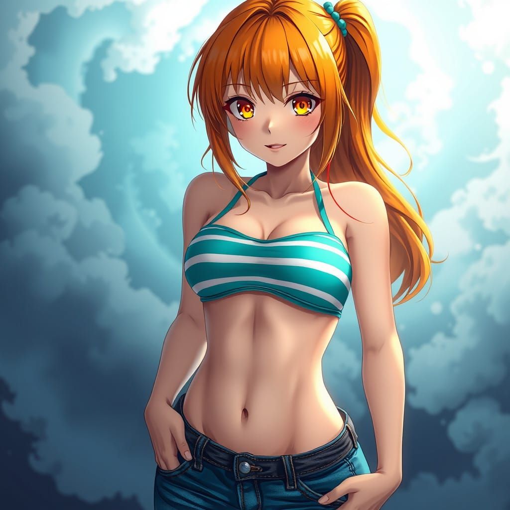 Anime Nami in Vibrant 3D Style with Ethereal Glow