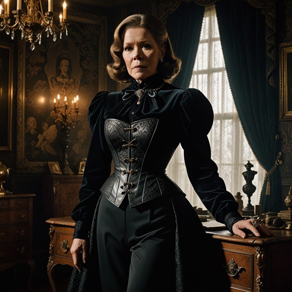 Confident Victorian-Gothic Goddess in Secret Society Attire