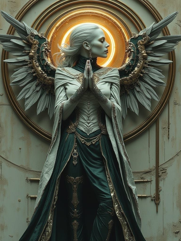 Mechanically Modified Angel with Detailed Wings