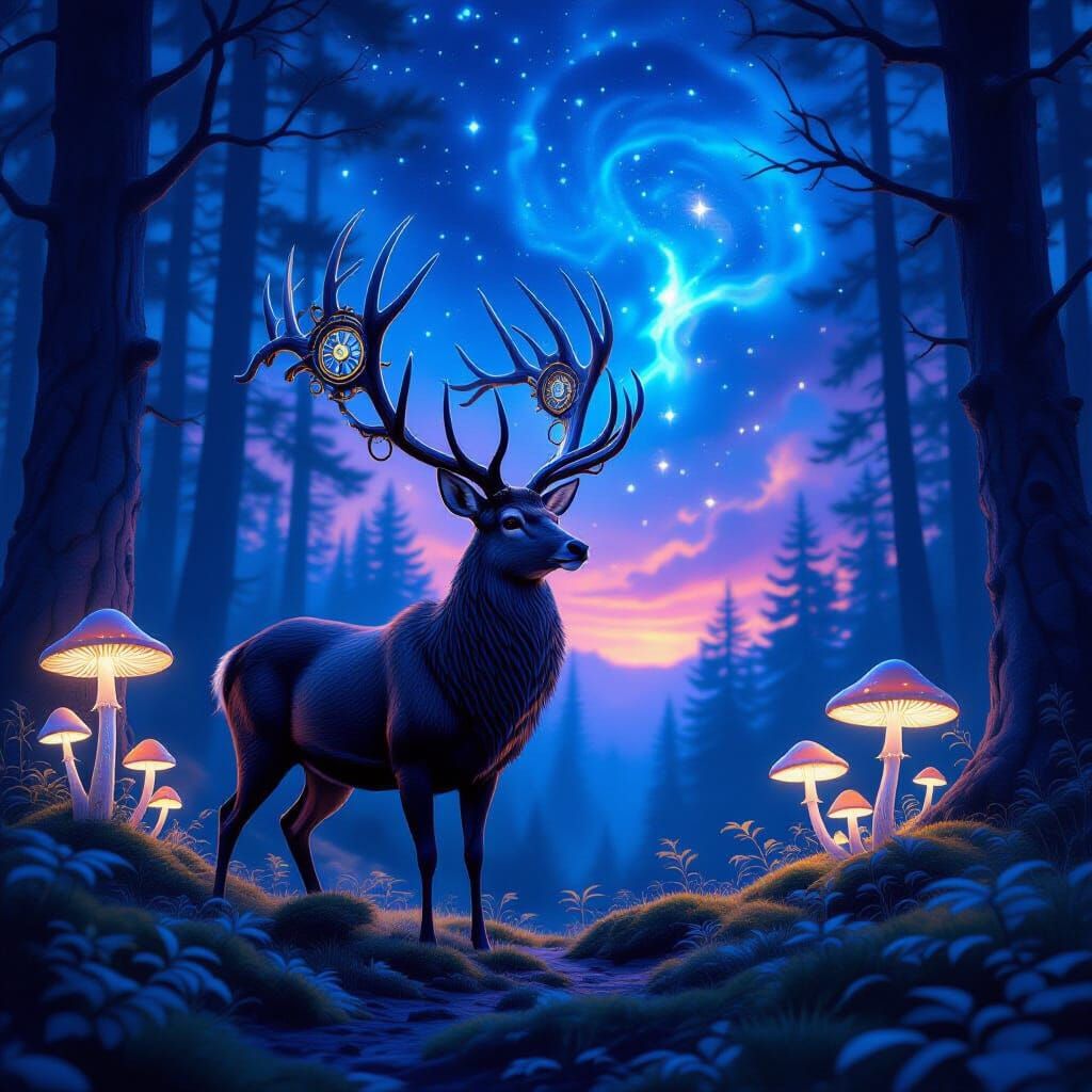 Clockwork Deer in Ethereal Twilight Forest