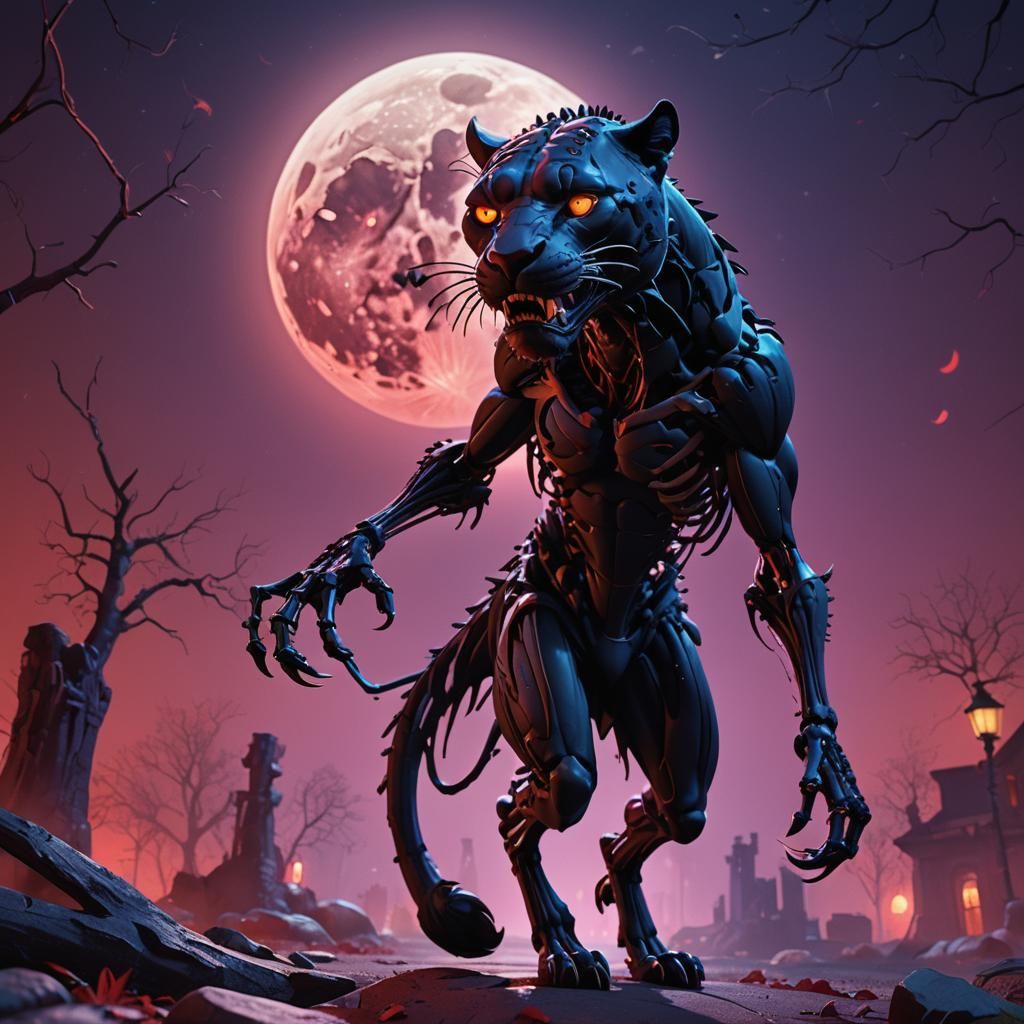 Panther Vampire in Pixar-Inspired 3D Digital Art