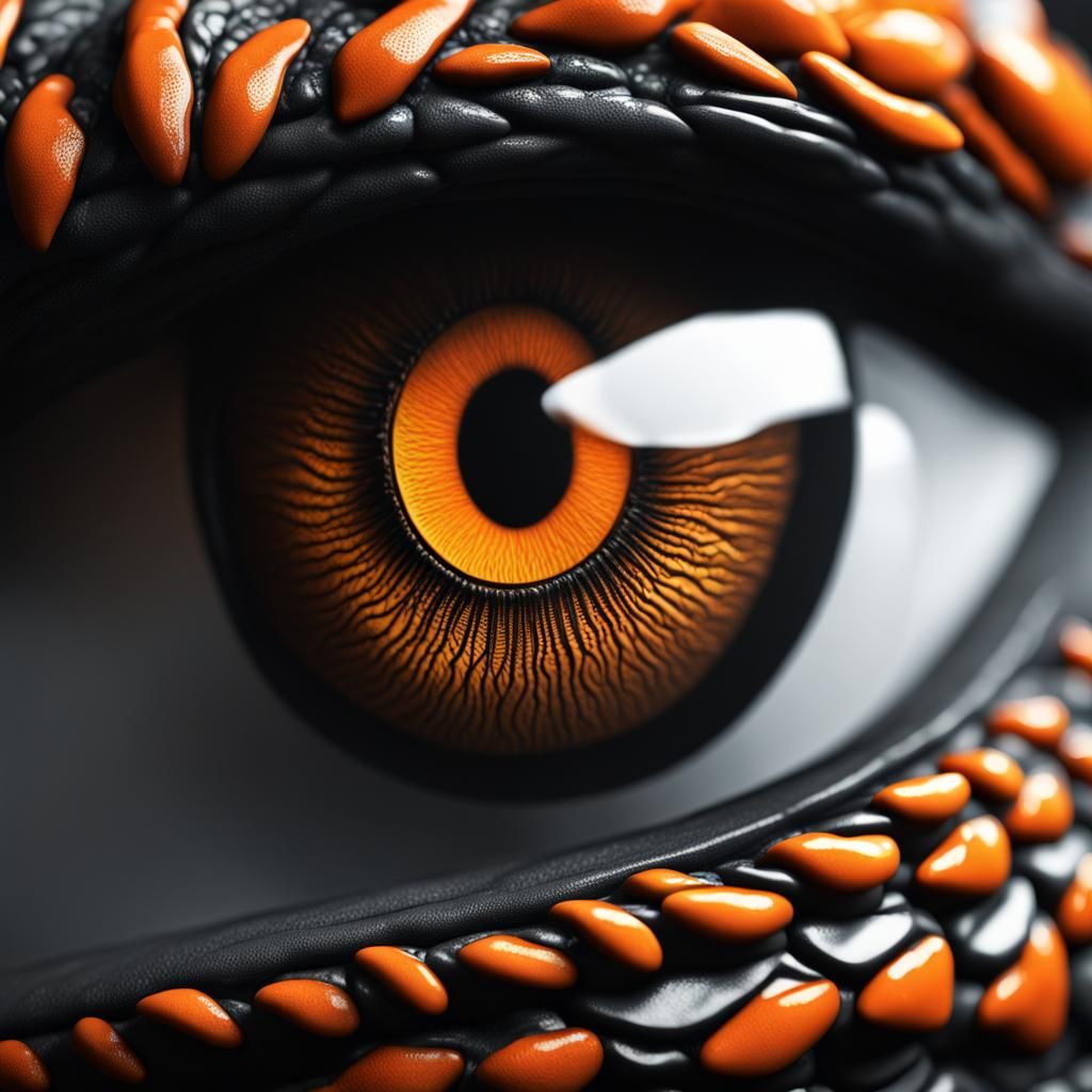 Detailed Dragon Eye Close-up in Black and White