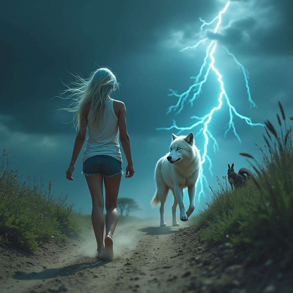 Woman Surrounded by Nature and Magic