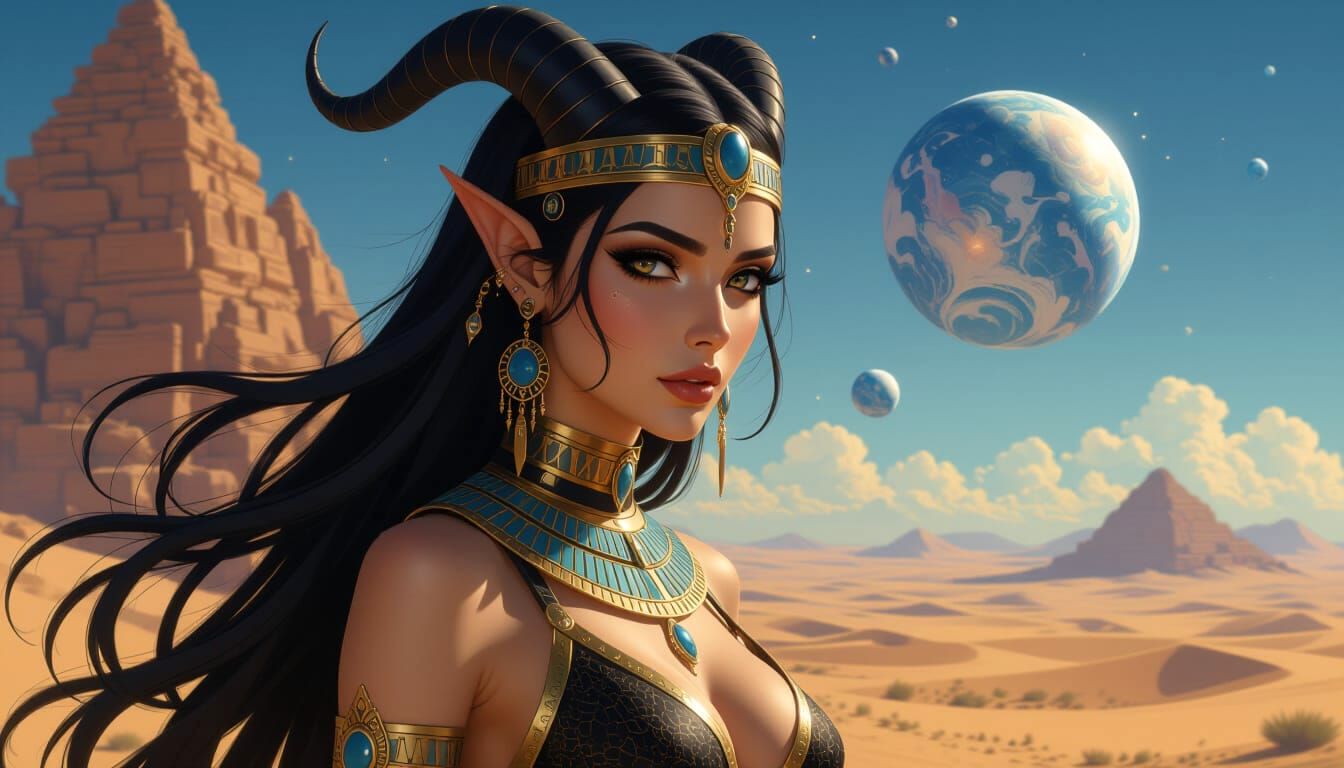 Beautiful Egyptian Demon Woman in the Universe