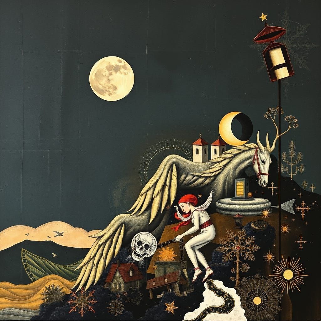 Moon Falls Collage Inspired by Orthodox Art