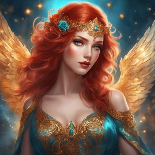 Radiant Red-Haired Angel in Lingerie