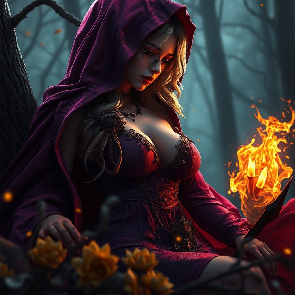 Ethereal Red Riding Hood Masterpiece in Dark Fantasy Style