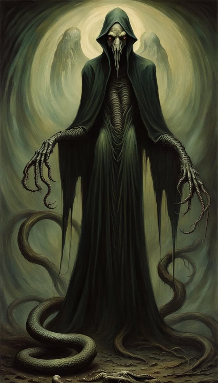 Eldritch Mind Flayer Snake Lich in German Expressionism