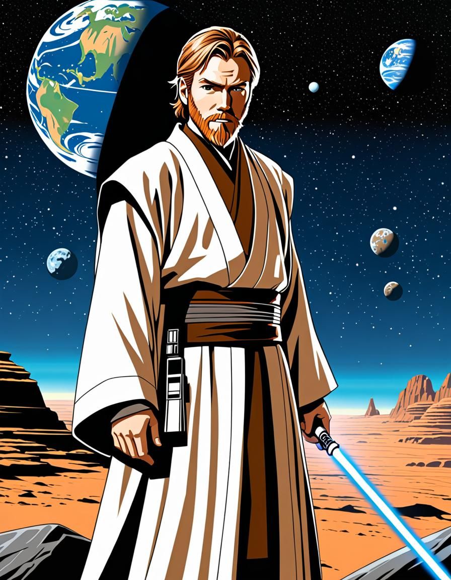 Obi Wan Kenobi Line Art Portrait