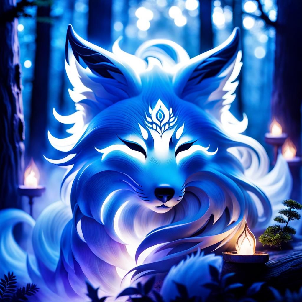 Ethereal Smoke Kitsune at Forest Shrine