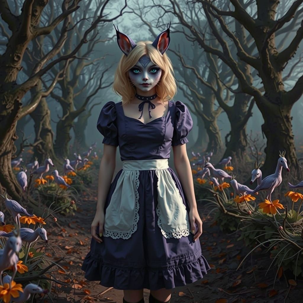 Gothic Beauty in Eerie Forest, Inspired by Alice's Nightmare...