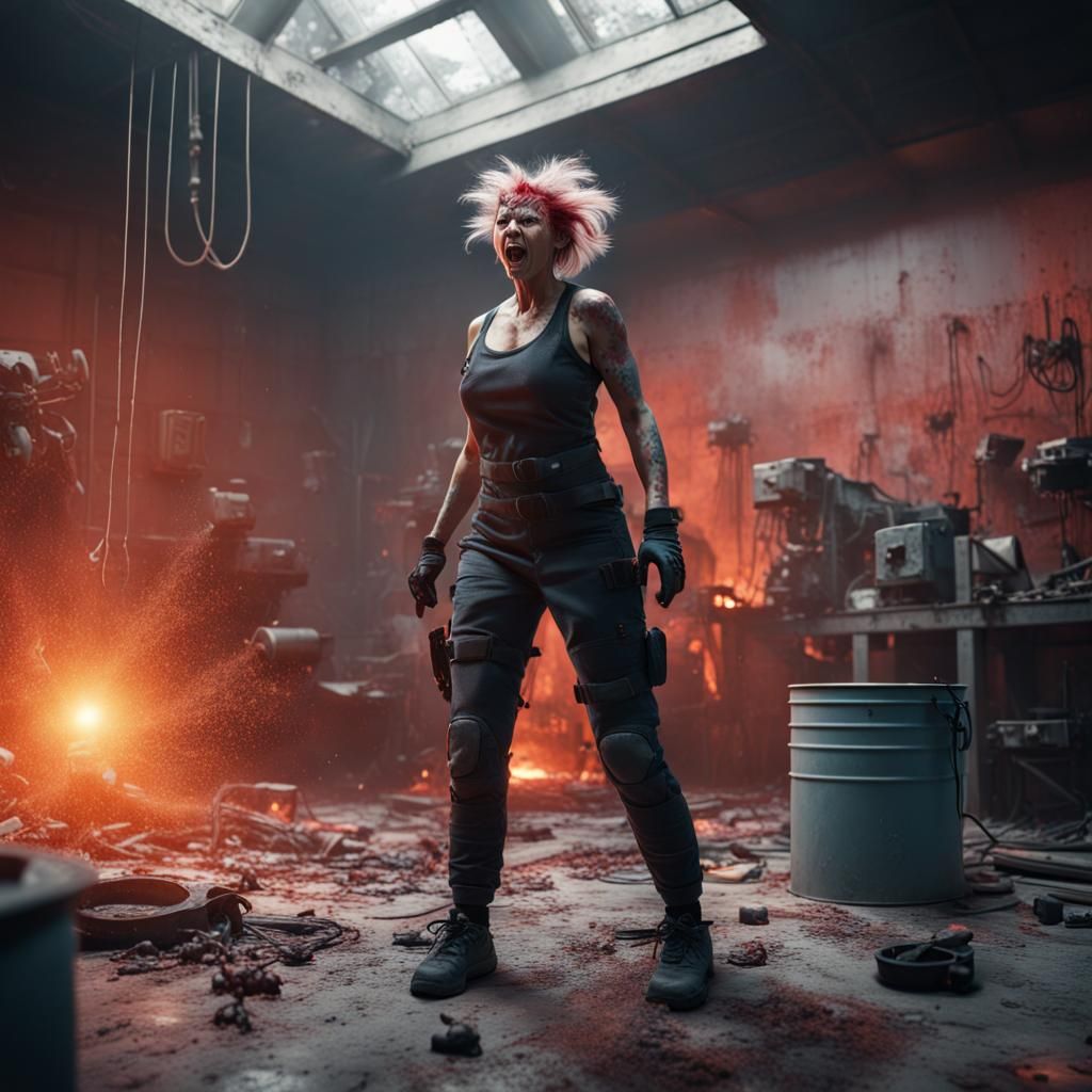 Insane Woman in Rage Room: Fantasy Concept Art
