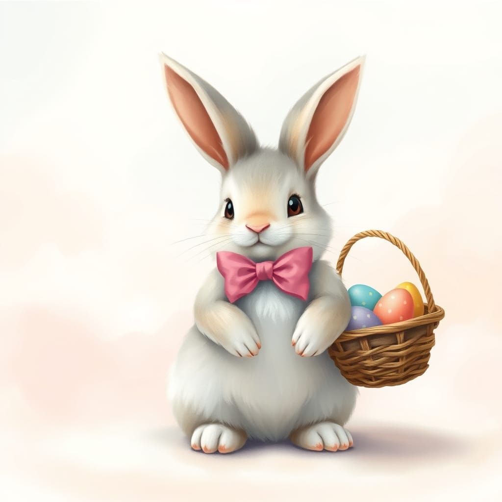 Whimsical Easter Bunny in Pastel Hues