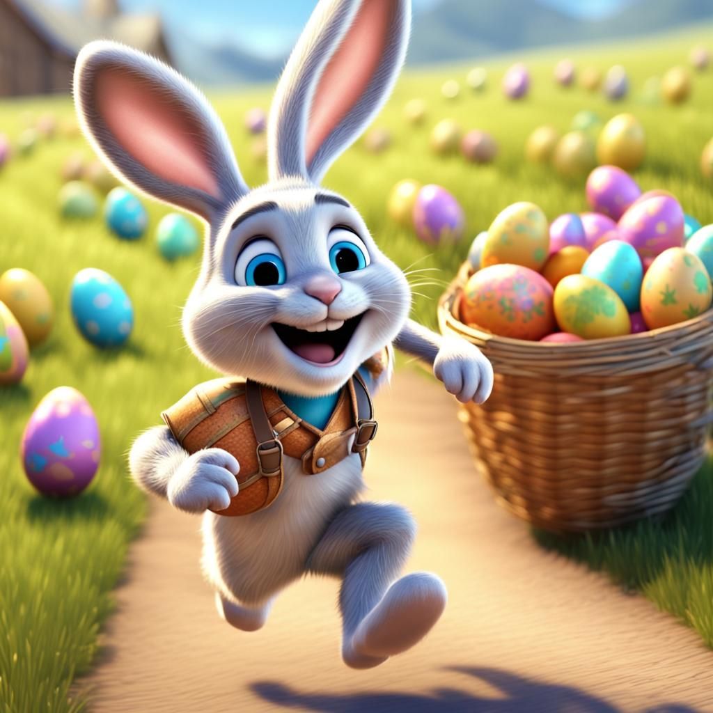 Pixar-Style Easter Bunny Steals the Eggs