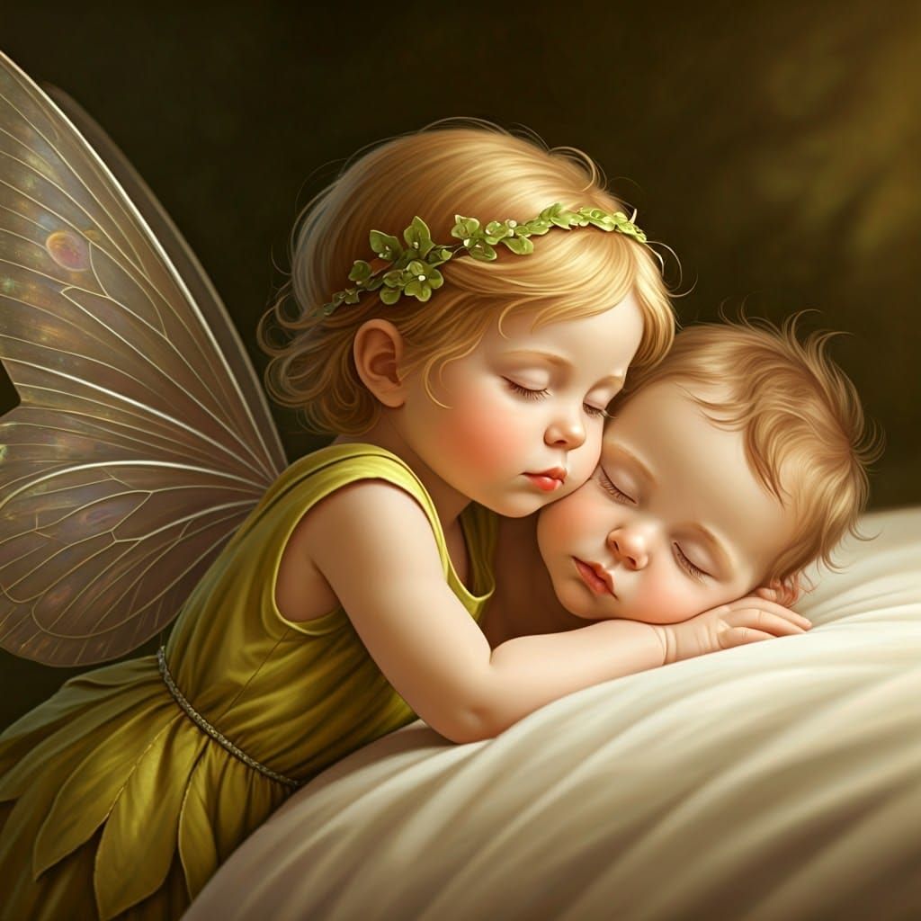 Fairy Guardian Watching Over Sleeping Baby