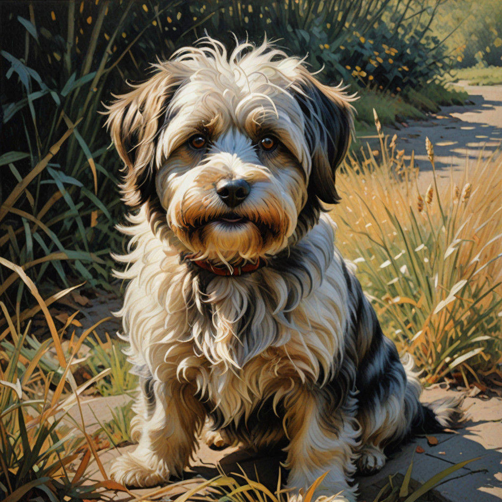 Realistic Havanese Dog in Impressionist Kickboxing Pose