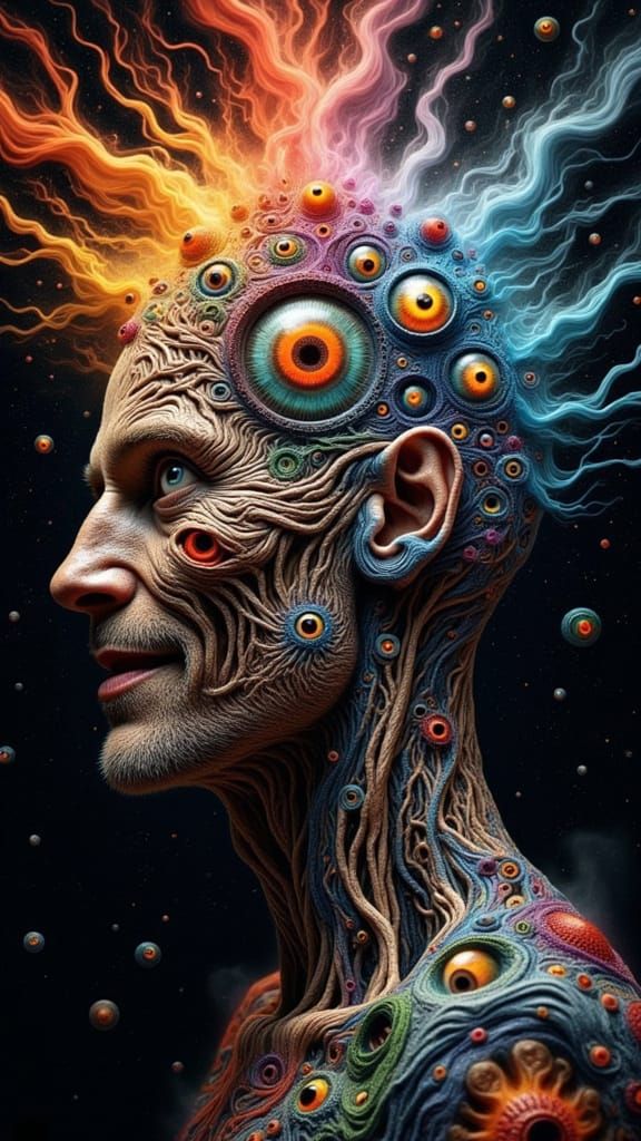 Surreal Fractal Faced Man in Dreamscape Style