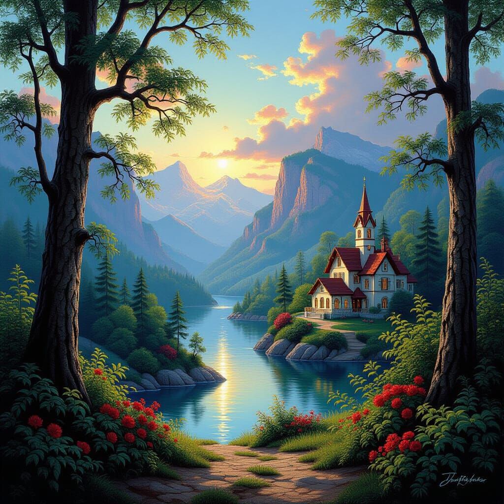 Canvas Painting Magically Transforms Into Lifelike Panorama