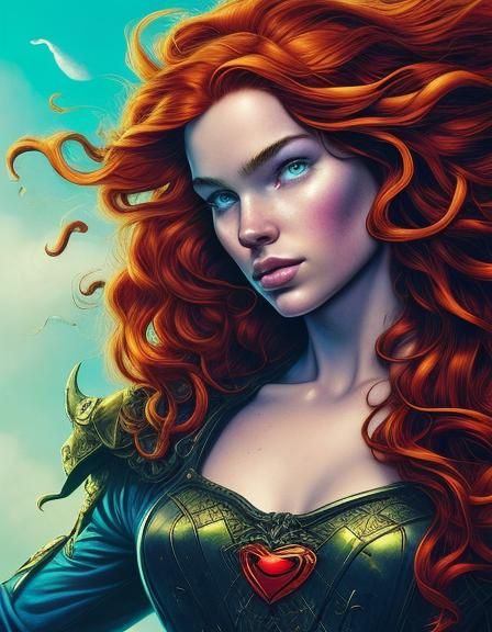 Fantasy Elf with Red Hair in Comic Book Style